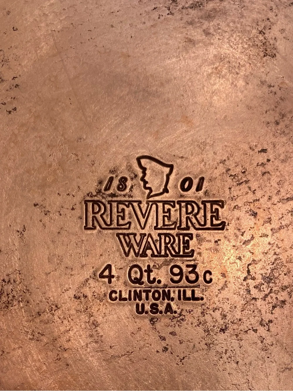 RARE Vtg Revereware Copper Clad 4 QT Pot & Lid. Made 1993 Clinton, IL. N I C E